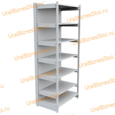 Торговый пристенный стеллаж с передней стойкой 2800*300*1200 7 полок - uralbiznesstroi.ru – Краснодар