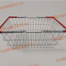 Корзина покупательская, цинк хроматированный (20л) 2 ручки, ПВХ,  цвет-красный - uralbiznesstroi.ru – Краснодар