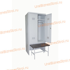 Шкаф гардеробный двухсекционный 2 двери (с нишей для скамьи) 1850*500*600 S-0,6мм - uralbiznesstroi.ru – Краснодар