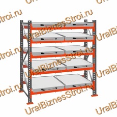 Стеллаж с выкатными платформами  3000*1800*1050 5 яруса 10 платформ - uralbiznesstroi.ru – Краснодар