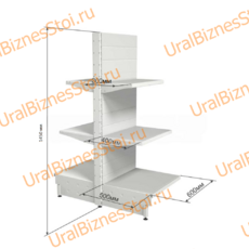 Торговый островной стеллаж 1450*500*600 3 полки - uralbiznesstroi.ru – Краснодар