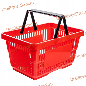 Корзина-пластик (20л) с 2-я ручк, цвет-красный - uralbiznesstroi.ru – Краснодар