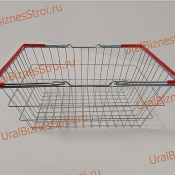 Корзина покупательская, цинк хроматированный (20л) 2 ручки, ПВХ,  цвет-красный - uralbiznesstroi.ru – Краснодар