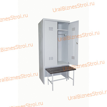 Шкаф гардеробный двухсекционный 2 двери (с нишей для скамьи) 1850*500*600 S-0,6мм - uralbiznesstroi.ru – Краснодар