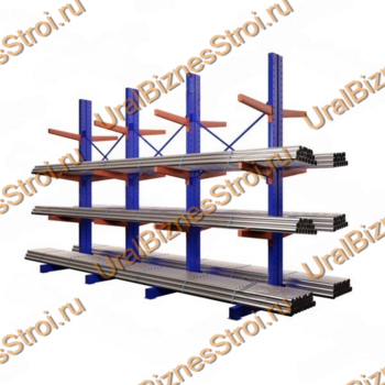 Стеллаж консольный двусторонний 3000х1150х2020 мм тяжелый 3 яруса - uralbiznesstroi.ru – Краснодар