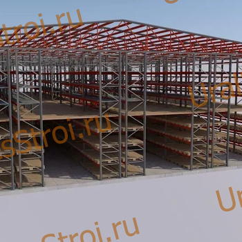 Быстровозводимый склад (мезонин) на паллетных стеллажах 20000*27000*10000 2 этажа - uralbiznesstroi.ru – Краснодар