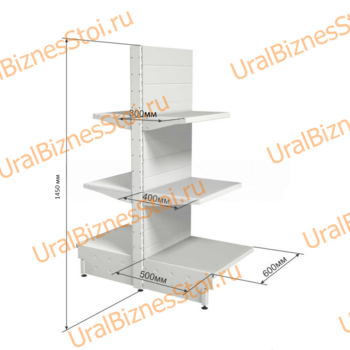 Торговый островной стеллаж 1450*500*600 3 полки - uralbiznesstroi.ru – Краснодар